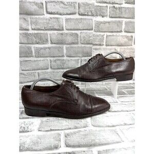 Saks Fifth Ave Men's 10.5 Brown Leather Cap Toe Dress Oxford Shoes Made in Italy
